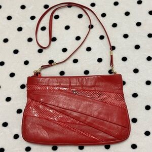 Vintage 80s Leather and Snakeskin Purse